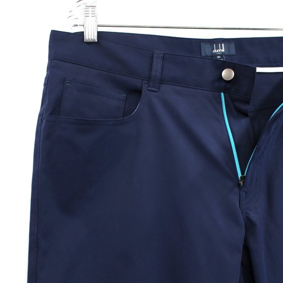 Dunhill Links Navy Blue Lightweight Polyester Straight Leg Trouser Pants 35 - Picture 3 of 7